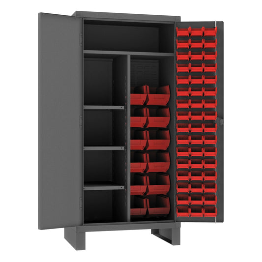 Centerline Dynamics Durham Speciality Cabinets Red Durham Maintenance Cabinet, 12 Gauge, 4 Shelves, 60 Bins, 36 x 24 x 78