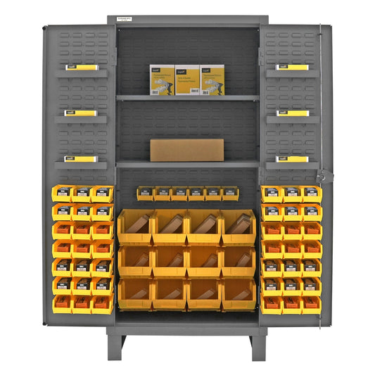 Centerline Dynamics Durham Speciality Cabinets Yellow Durham Cabinet, 12 Gauge, 2 Shelves, 6 Door Shelves, 60 Bins, 36 x 24 x 78