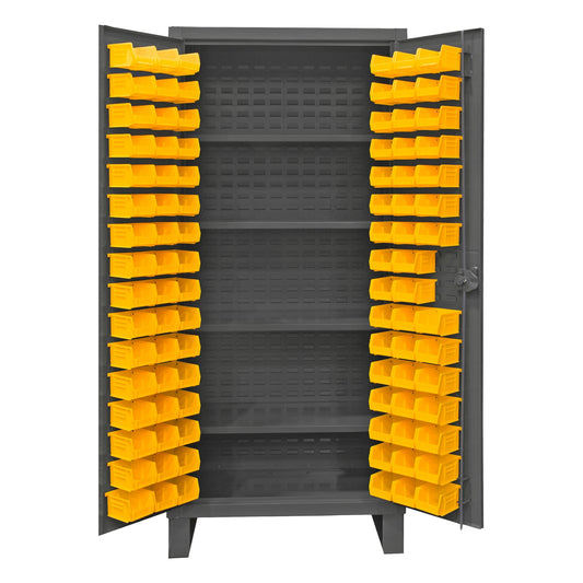 Centerline Dynamics Durham Speciality Cabinets Yellow Durham Cabinet, 12 Gauge, 4 Shelves, 96 Bins, 36 x 24 x 78