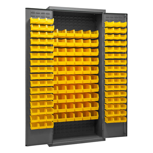 Centerline Dynamics Durham Speciality Cabinets Yellow Durham Cabinet, 14 Gauge, 156 Bins, 36 x 18 x 84