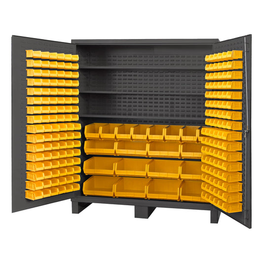 Centerline Dynamics Durham Speciality Cabinets Yellow Durham Cabinet, 14 Gauge, 3 Shelves, 212 Bins, 72 x 24 x 84
