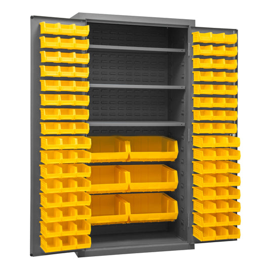 Centerline Dynamics Durham Speciality Cabinets Yellow Durham Cabinet with 102 Bins & 3 Shelves