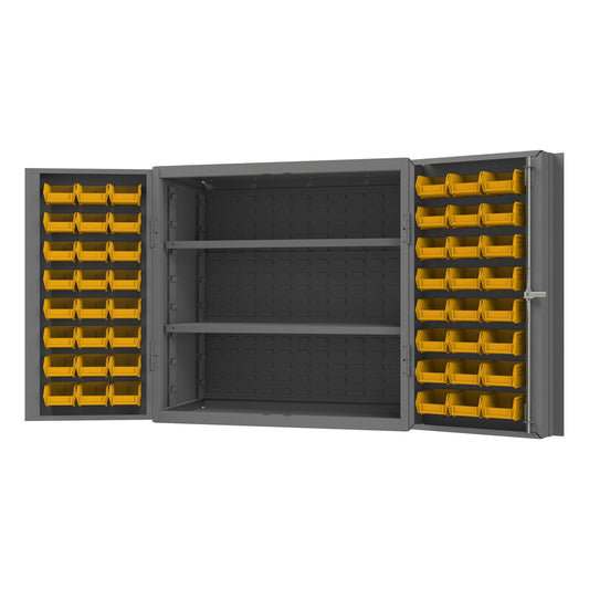 Centerline Dynamics Durham Speciality Cabinets Yellow Durham Table High Cabinet with 48 Bins & 2 Shelves, 36 X 24 X 36