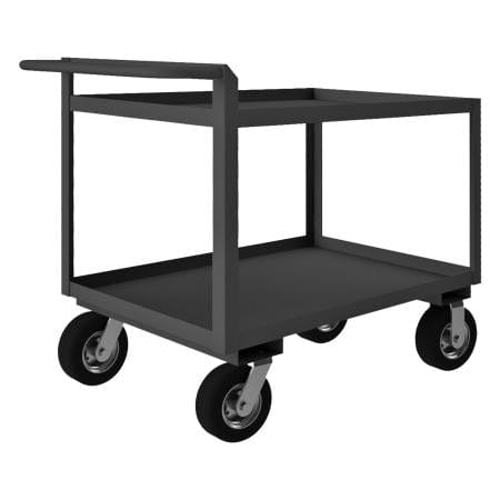 Centerline Dynamics Durham Steel Shelf Carts Durham Stock Cart, 2 Shelves, Raised Handle, 24-1/4 x 54-1/4 x 37-7/8