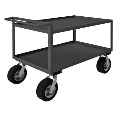 Centerline Dynamics Durham Steel Shelf Carts Durham Stock Cart, 2 Shelves, Raised Handle, 30-1/4 x 66-1/4 x 38-1/4