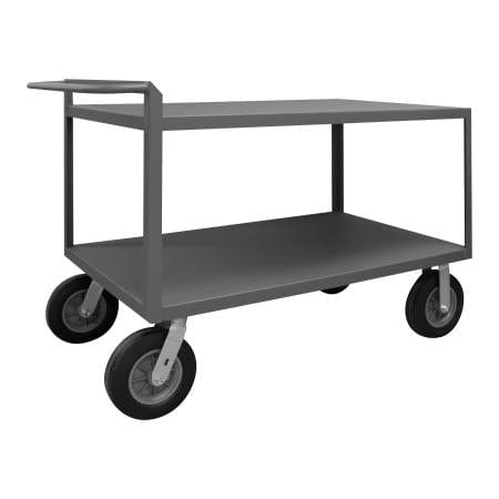 Centerline Dynamics Durham Steel Shelf Carts Durham Stock Cart, 2 Shelves, Raised Handle, 30-1/4 x 66-1/4 x 38-1/4