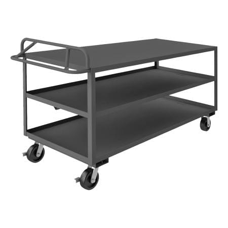 Centerline Dynamics Durham Steel Shelf Carts Durham Stock Cart, 3 Shelves, Ergonomic Handle, 30-1/4 x 78-1/4 x 43-3/8