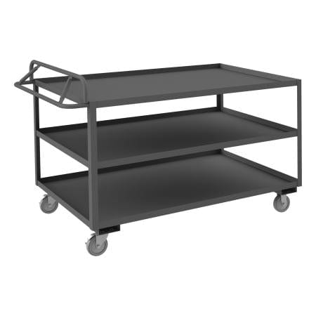 Centerline Dynamics Durham Steel Shelf Carts Durham Stock Cart, 3 Shelves, Ergonomic Handle, 36-1/4 x 66-1/4 x 43-3/8