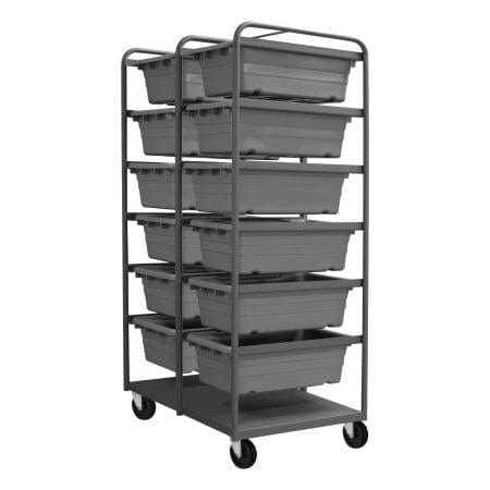 Centerline Dynamics Durham Stock Carts Durham Tub Rack, 12 Gray Bins, Bottom Shelf