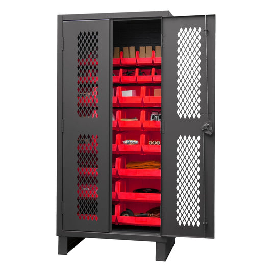 Centerline Dynamics Durham Ventilated Cabinets Red Durham Ventilated Cabinet, 12 Gauge, 30 Bins, 36 x 24 x 78