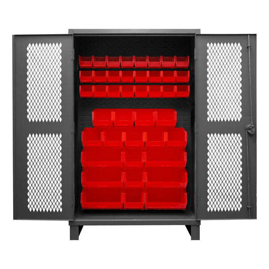 Centerline Dynamics Durham Ventilated Cabinets Red Durham Ventilated Cabinet, 12 Gauge, 42 Bins, 48 x 24 x 78