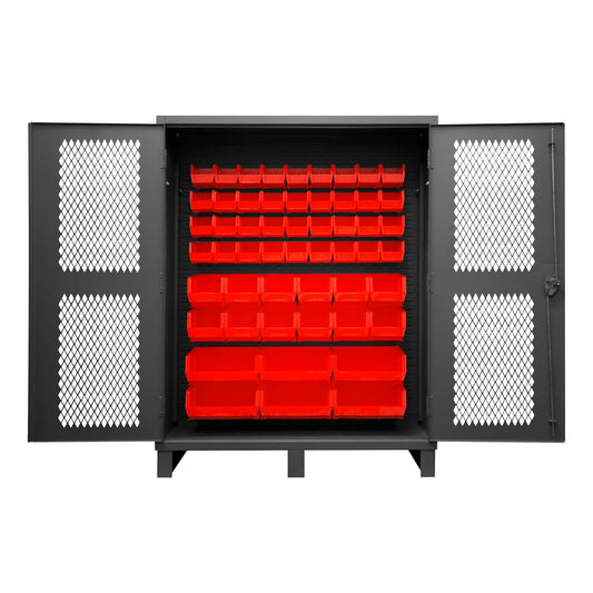 Centerline Dynamics Durham Ventilated Cabinets Red Durham Ventilated Cabinet, 12 Gauge, 54 Bins, 60 x 24 x 78