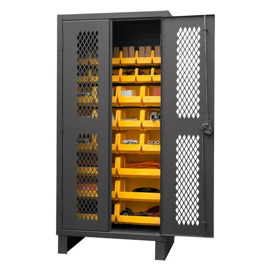 Centerline Dynamics Durham Ventilated Cabinets Yellow Durham Ventilated Cabinet, 12 Gauge, 30 Bins, 36 x 24 x 78