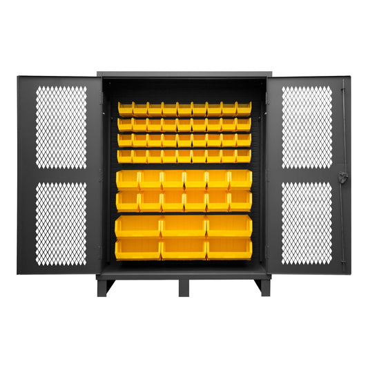 Centerline Dynamics Durham Ventilated Cabinets Yellow Durham Ventilated Cabinet, 12 Gauge, 54 Bins, 60 x 24 x 78