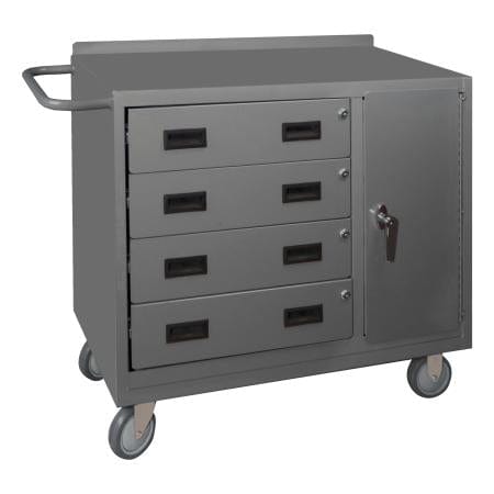 Centerline Dynamics Durham Work Stations and Work Benches 18-1/4 x 42-1/8 x 36-3/8 Durham Mobile Bench Cabinet, 1 Shelf, 4 Drawers