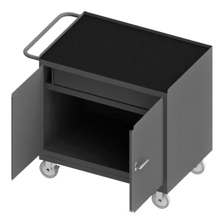 Centerline Dynamics Durham Work Stations and Work Benches Durham Mobile Bench Cabinet, 1 Drawer, Black Rubber Mat