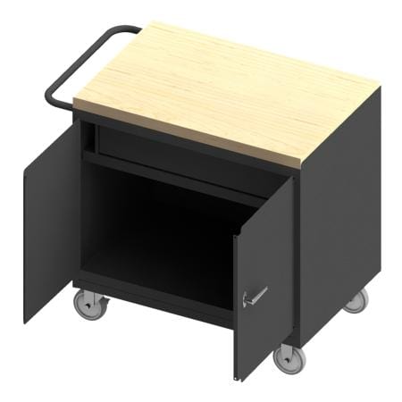 Centerline Dynamics Durham Work Stations and Work Benches Durham Mobile Bench Cabinet, 2 Doors, Maple Top