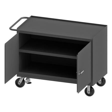 Centerline Dynamics Durham Work Stations and Work Benches Durham Mobile Bench Cabinet, 2 Doors, Steel Top