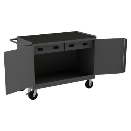 Centerline Dynamics Durham Work Stations and Work Benches Durham Mobile Bench Cabinet, 2 Drawers, Black Rubber Mat