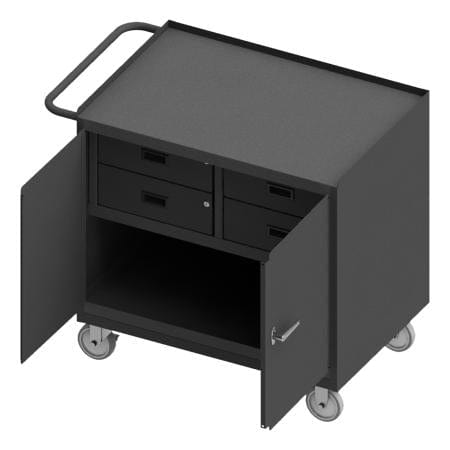 Centerline Dynamics Durham Work Stations and Work Benches Durham Mobile Bench Cabinet, 4 Drawers, 2 Doors, Steel Top