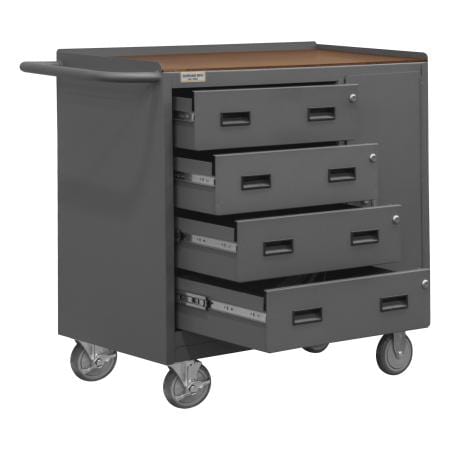 Centerline Dynamics Durham Work Stations and Work Benches Durham Mobile Bench Cabinet, 4 Drawers, Hard Board Top