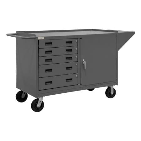 Centerline Dynamics Durham Work Stations Durham Mobile Bench Cabinet, 1 Shelf, 5 Drawers, 1 Door