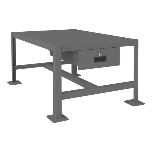 Centerline Dynamics Durham Workbenches 26-3/4 x 39-1/4 x 18-3/16 Durham MT Workbench, 24 x 36, Top Shelf Only with Drawer, 14 Gauge Steel, 2000 lbs. Capacity, Textured Powder Paint, Gray