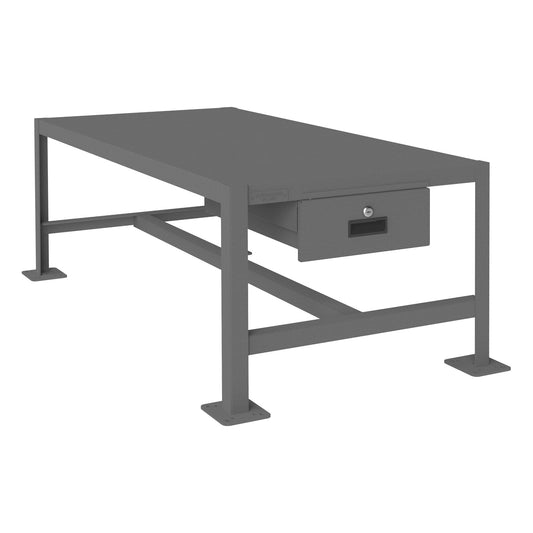 Centerline Dynamics Durham Workbenches 26-3/4 x 51-1/4 x 18-3/16 Durham MT Workbench, 24 x 48, Top Shelf Only with Drawer, 14 Gauge Steel, 2000 lbs. Capacity, Textured Powder Paint, Gray