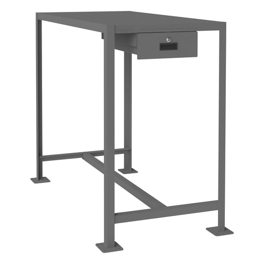 Centerline Dynamics Durham Workbenches 26-3/4 x 51-1/4 x 42-3/16 Durham MT Workbench, 24 x 48, Top Shelf Only with Drawer, 14 Gauge Steel, 2000 lbs. Capacity, Textured Powder Paint, Gray