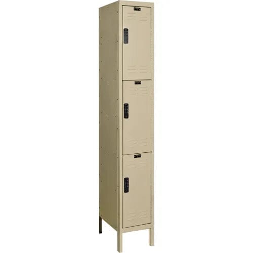 Centerline Dynamics Electronic Access Lockers Tan / Assembled Hallowell DigiTech 3-Tier 3 Door Electronic Access Locker, 12"W x 12"D x 78"H