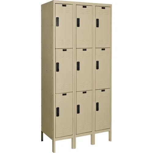 Centerline Dynamics Electronic Access Lockers Tan / Assembled Hallowell DigiTech 3-Tier 9 Door Electronic Access Locker, 36"W x 12"D x 78"H