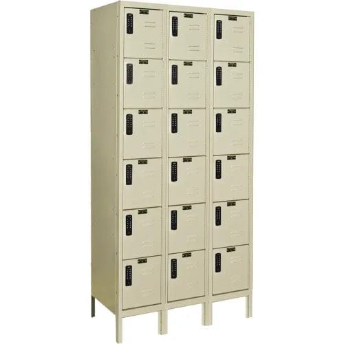 Centerline Dynamics Electronic Access Lockers Tan / Assembled Hallowell DigiTech 6-Tier 18 Door Electronic Access Locker, 36"W x 12"D x 78"H