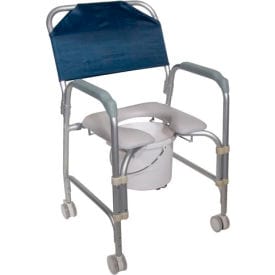 Centerline Dynamics Exam & Patient Room Supplies Drive Medical Aluminum Shower Chair and Commode with Casters, 16"W x 16"D Seat
