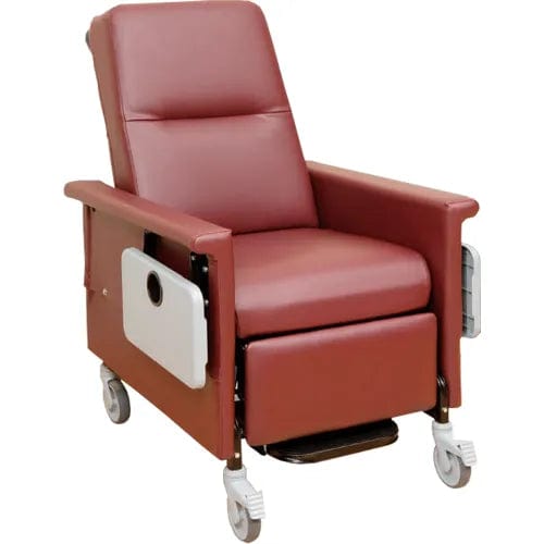 Centerline Dynamics Exam & Treatment Chairs Cranberry Medical Recliner with Infinite Recline, 5" Casters, Push Bar & Side Table