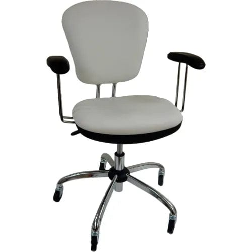 Centerline Dynamics Exam & Treatment Chairs Desk Lab Chair with Vinyl Seat & Hard Floor Casters, White