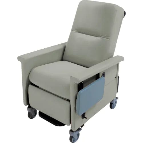 Centerline Dynamics Exam & Treatment Chairs Gray Medical Recliner with Swing Arms and Infinite Recline, Push Bar & Side Table