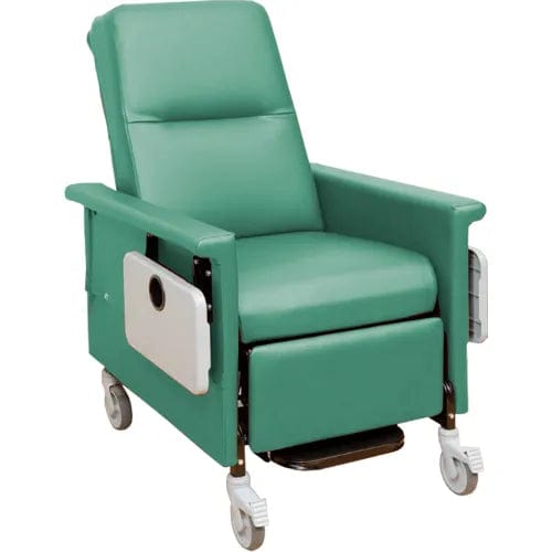 Centerline Dynamics Exam & Treatment Chairs Iced Mint Medical Recliner with Infinite Recline, 5" Casters, Push Bar & Side Table