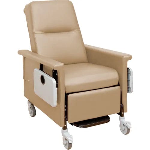 Centerline Dynamics Exam & Treatment Chairs Natural Medical Recliner with Infinite Recline, 5" Casters, Push Bar & Side Table