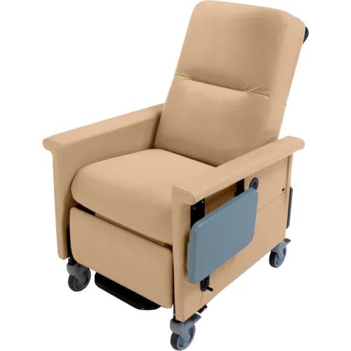 Centerline Dynamics Exam & Treatment Chairs Natural Medical Recliner with Swing Arms and Infinite Recline, Push Bar & Side Table