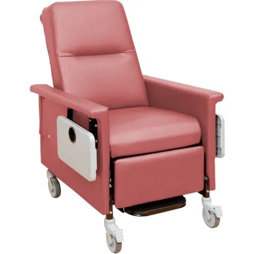 Centerline Dynamics Exam & Treatment Chairs Tea Rose Medical Recliner with Infinite Recline, 5" Casters, Push Bar & Side Table