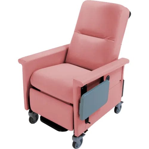 Centerline Dynamics Exam & Treatment Chairs Tea Rose Medical Recliner with Swing Arms and Infinite Recline, Push Bar & Side Table