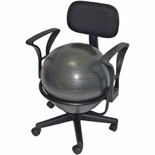 Centerline Dynamics Exercise & Fitness Metal Mobile Ball Chair with Arms, 18" Dia. Ball