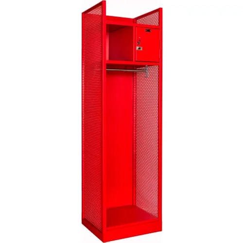 Centerline Dynamics Firefighter Lockers Hallowell Turnout Gear Locker, 24.75"W x 22"D x 84"H, 721 Relay Red - Hammertone, Open Front, 1-Wide, All-Welded