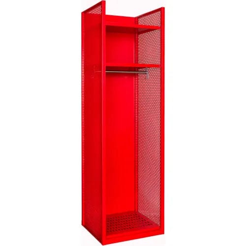 Centerline Dynamics Firefighter Lockers Hallowell Turnout Gear Locker, 24.75"W x 22"D x 84"H, 721 Relay Red - Hammertone, Open Front, 1-Wide, All-Welded