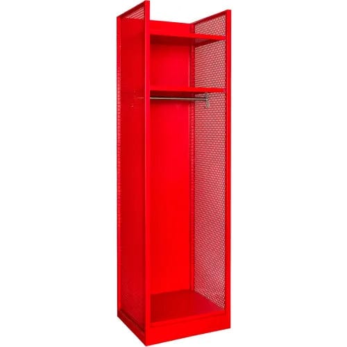 Centerline Dynamics Firefighter Lockers Hallowell Turnout Gear Locker, 24.75"W x 22"D x 86.25"H, 721 Relay Red - Hammertone, Open Front, 1-Wide, All-Welded