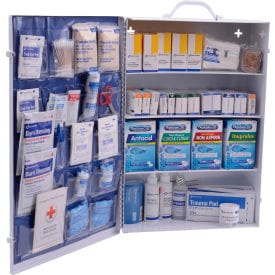 Centerline Dynamics First Aid Cabinet First Aid Kit, 100-150 Person, 2015 ANSI Compliant, 4-Shelf Steel Cabinet