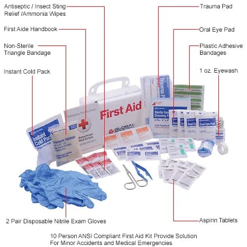 Centerline Dynamics First Aid Kit First Aid Kit, 10 Person, Plastic Case
