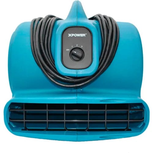 Centerline Dynamics Floor Machines & Vacuums Stackable Air Mover With GFCI Outlet For Daisy Chain, 3 Speed, 1/3 HP, 2400 CFM, Blue