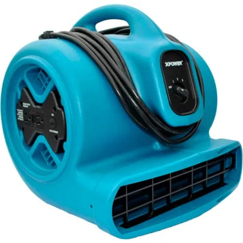 Centerline Dynamics Floor Machines & Vacuums Stackable Air Mover With GFCI Outlet For Daisy Chain, 3 Speed, 1/3 HP, 2400 CFM, Blue