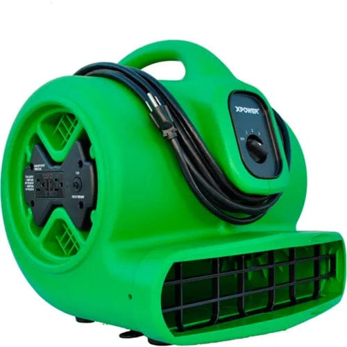 Centerline Dynamics Floor Machines & Vacuums Stackable Air Mover With GFCI Outlet For Daisy Chain, 3 Speed, 1/3 HP, 2400 CFM, Green